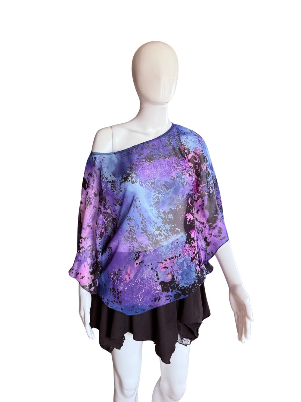 Vintage Y2K Sunny Leigh Purple & Blue Abstract Print Women's Top